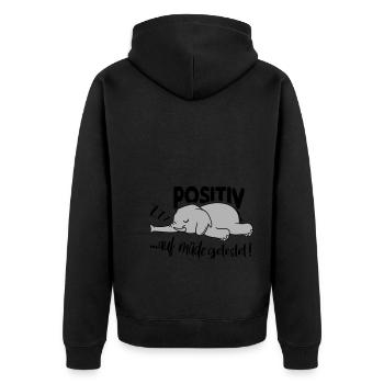 Positiv auf müde getestet Schnelltest - Unisex Premium Bio Zip Hoodie - Schwarz - Hinten - Nico (187cm)