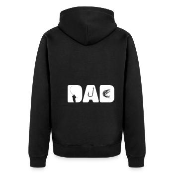 Angler Dad - Cool Father's Day Fishing Fan Custom - Unisex Premium Organic Zip Hoodie - black - Back - Nico (187cm)