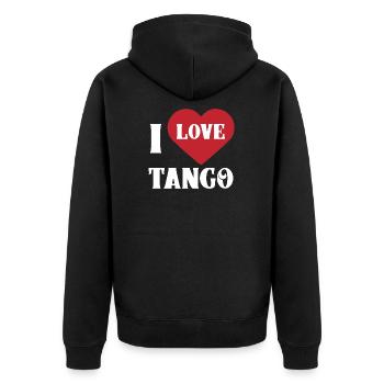 Tango Tanzen Hobby - Unisex Premium Bio Zip Hoodie - Schwarz - Hinten - Nico (187cm)