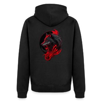 Fierce Red and Black Wolf Head - Unisex Premium Organic Zip Hoodie - black - Back - Nico (187cm)