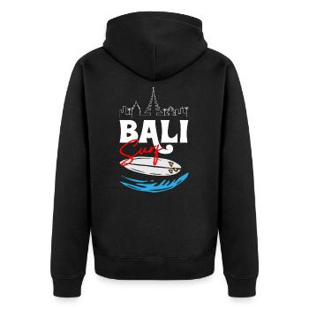 Bali Surfing - Unisex Premium Organic Zip Hoodie - black - Back - Nico (187cm)