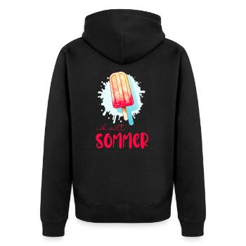 Ich will Sommer - Sehnsucht nach Eis und Sommer - Unisex Premium Bio Zip Hoodie - Schwarz - Hinten - Nico (187cm)