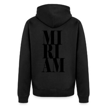 Miriam Surname First name Modern font Word Art - Unisex Premium Organic Zip Hoodie - black - Back - Nico (187cm)