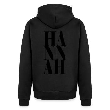 Hannah Name Vorname Moderne Schrift Wort Art - Unisex Premium Bio Zip Hoodie - Schwarz - Hinten - Nico (187cm)
