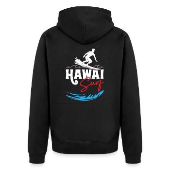 Hawaii Surfing - Unisex Premium Organic Zip Hoodie - black - Back - Nico (187cm)