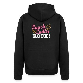 Lunch Lady Squad I Cafeteria Crew I Lunch Ladies - Unisex Premium Organic Zip Hoodie - black - Back - Nico (187cm)