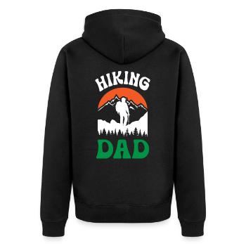 Hiking Dad - Unisex Premium Organic Zip Hoodie - black - Back - Nico (187cm)