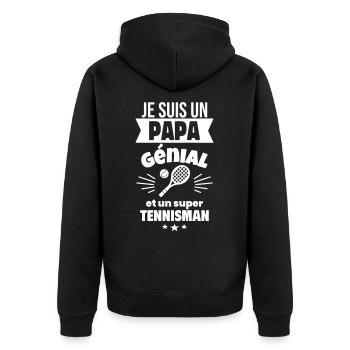 Papa génial & tennisman – idée fête des pères - Veste à capuche bio Premium Unisexe - noir - Dos - Nico (187cm)