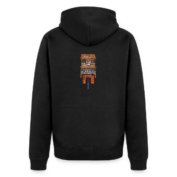 Chinesisch_Architektur in Kongmiao_Dacheng 1727 - Unisex Premium Organic Zip Hoodie - black - Back - Nico (187cm)