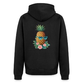 Pineapple Pineapple Cool Sunglasses Gift - Unisex Premium Organic Zip Hoodie - black - Back - Nico (187cm)