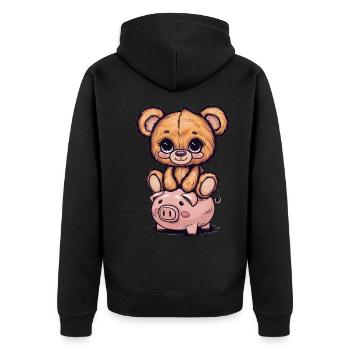 Mignon ours en peluche kawaii avec tirelire - Veste à capuche bio Premium Unisexe - noir - Dos - Nico (187cm)