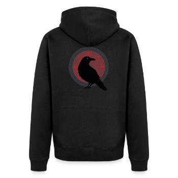 Rabe Nordische Mythologie Kelten Geschenk - Unisex Premium Bio Zip Hoodie - Schwarz - Hinten - Nico (187cm)