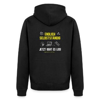 Endlich Selbstständig Selbstständigkeit Startup - Unisex Premium Bio Zip Hoodie - Schwarz - Hinten - Nico (187cm)
