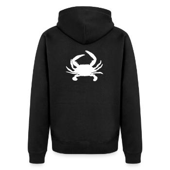Krabbe Silhouette - Unisex Premium Bio Zip Hoodie - Schwarz - Hinten - Nico (187cm)