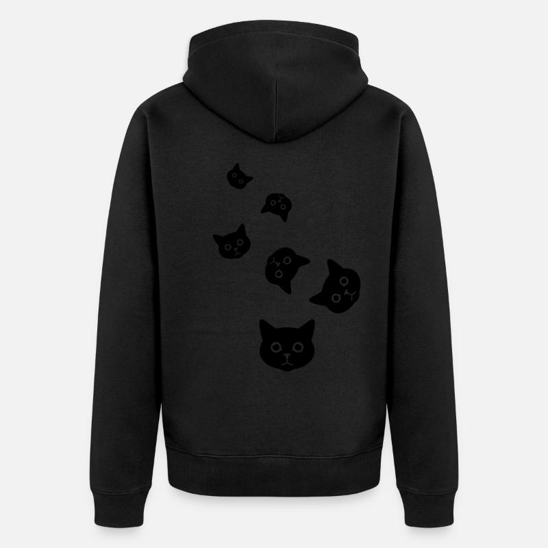 Katze Kopf - Unisex Premium Bio Zip Hoodie - Schwarz