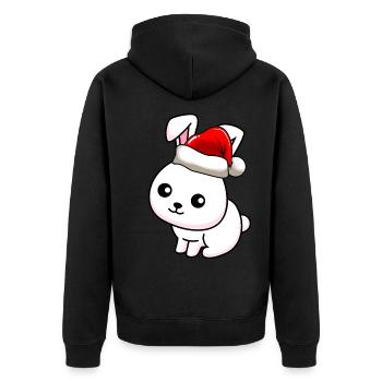 Hase Comic Weihnachten - Unisex Premium Bio Zip Hoodie - Schwarz - Hinten - Nico (187cm)