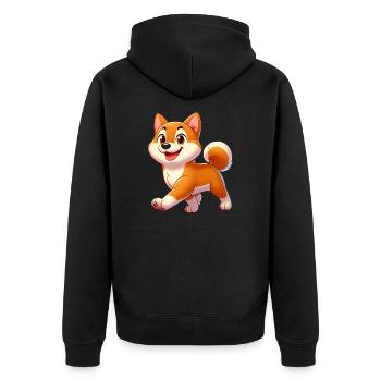 Shiba 3 - Unisex Premium Bio Zip Hoodie - Schwarz - Hinten - Nico (187cm)