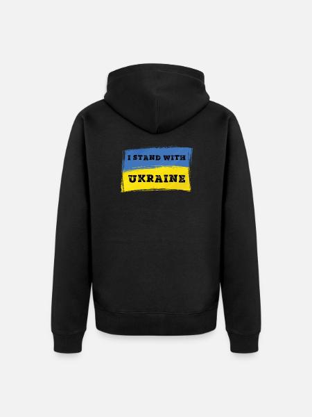 I Stand With Ukraine - Ukraine - Unisex Premium Organic Zip Hoodie - black