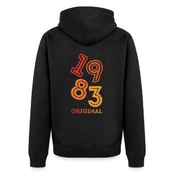 Original 1983 - Unisex Premium Organic Zip Hoodie - black - Back - Nico (187cm)