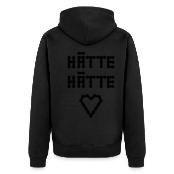 Hätte hätte Fahrrad Kette - Unisex Premium Bio Zip Hoodie - Schwarz - Hinten - Nico (187cm)