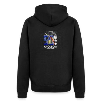 Moon Landing 50 Anniversary Apollo 11 Celebration - Unisex Premium Organic Zip Hoodie - black - Back - Nico (187cm)