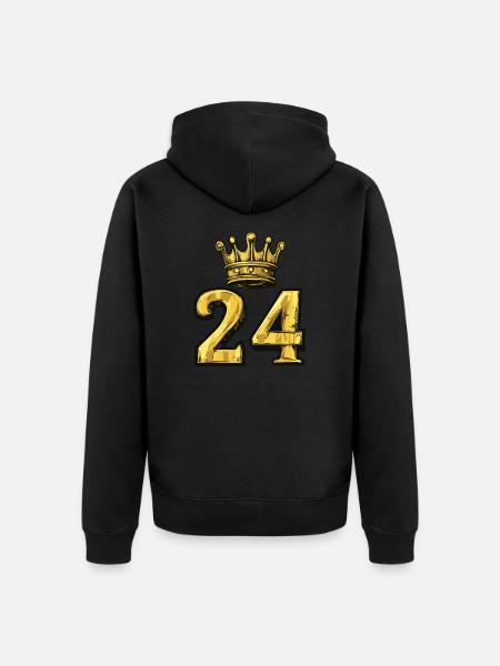 24 Number Crown - Unisex Premium Organic Zip Hoodie - black