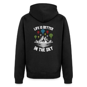 La vie est meilleure dans le ciel Air Balloon - Veste à capuche bio Premium Unisexe - noir - Dos - Nico (187cm)