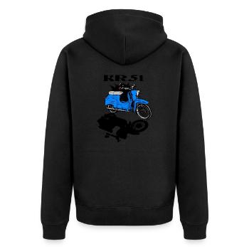 Simson Schwalbe Moped - Unisex Premium Bio Zip Hoodie - Schwarz - Hinten - Nico (187cm)