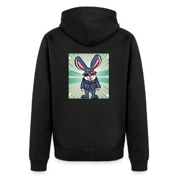 Funny bunny - Unisex Premium Organic Zip Hoodie - black - Back - Nico (187cm)