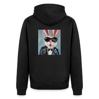 Stylischer Hase - Unisex Premium Bio Zip Hoodie - Schwarz - Hinten - Nico (187cm)