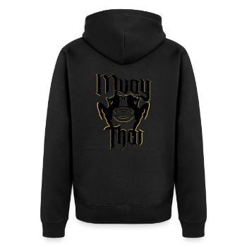 Muay Thaï Boxe Thaïlandaise Kickboxing - Veste à capuche bio Premium Unisexe - noir - Dos - Nico (187cm)