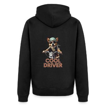 Motard Corgi « Highway Hero » - Veste à capuche bio Premium Unisexe - noir - Dos - Nico (187cm)