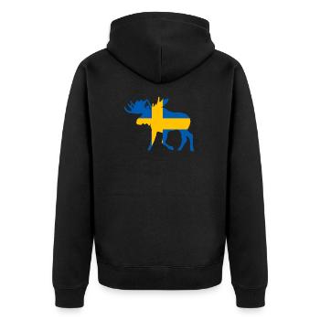 Elch Schweden Flagge Skandinavien Jagen Jagd - Unisex Premium Bio Zip Hoodie - Schwarz - Hinten - Nico (187cm)