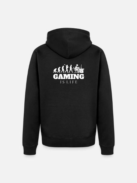 Gaming Gamer Evolution Geschenk - Unisex Premium Bio Zip Hoodie - Schwarz
