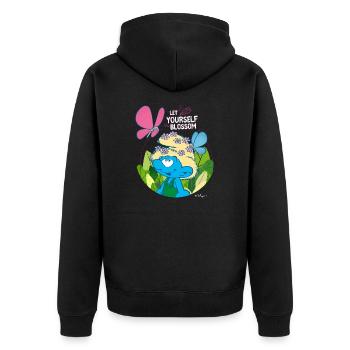 Die Schlümpfe Naturschlumpf Nat Minischlumpf - Unisex Premium Bio Zip Hoodie - Schwarz - Hinten - Nico (187cm)