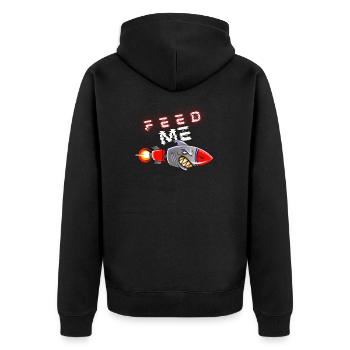 Fütter mich, hungrige Hai-Rakete - Unisex Premium Bio Zip Hoodie - Schwarz - Hinten - Nico (187cm)