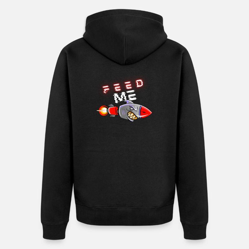 Nourrissez-moi, fusée de requin affamée - Veste à capuche bio Premium Unisexe - noir