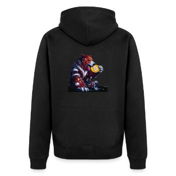 L’ours capitaliste mange la crypto-monnaie Bitcoin - Veste à capuche bio Premium Unisexe - noir - Dos - Nico (187cm)