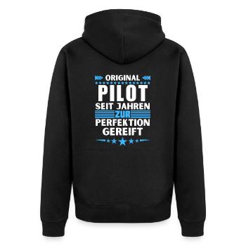 Pilote mûri à la perfection - Veste à capuche bio Premium Unisexe - noir - Dos - Nico (187cm)