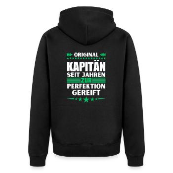 Captain matured to perfection - Unisex Premium Organic Zip Hoodie - black - Back - Nico (187cm)