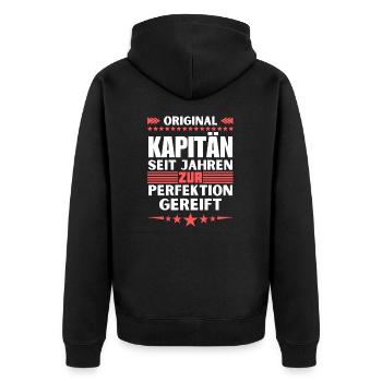 Captain matured to perfection - Unisex Premium Organic Zip Hoodie - black - Back - Nico (187cm)