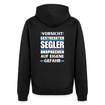Don't talk to stressed sailors! - Unisex Premium Organic Zip Hoodie - black - Back - Nico (187cm)