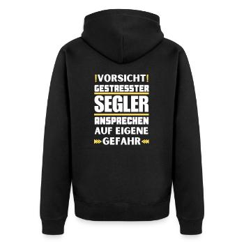 Don't talk to stressed sailors! - Unisex Premium Organic Zip Hoodie - black - Back - Nico (187cm)