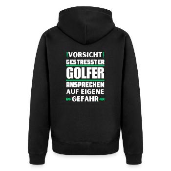 Don't talk to stressed golfers! - Unisex Premium Organic Zip Hoodie - black - Back - Nico (187cm)