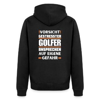 Don't talk to stressed golfers! - Unisex Premium Organic Zip Hoodie - black - Back - Nico (187cm)