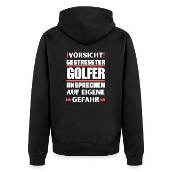 Don't talk to stressed golfers! - Unisex Premium Organic Zip Hoodie - black - Back - Nico (187cm)