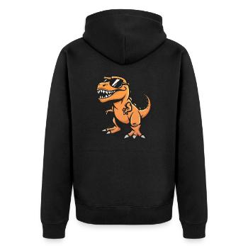 Dinosaur T-Rex Cool Comic - Unisex Premium Organic Zip Hoodie - black - Back - Nico (187cm)
