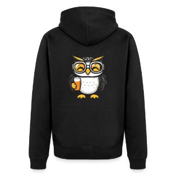 Eule Apres Ski Bier - Unisex Premium Bio Zip Hoodie - Schwarz - Hinten - Nico (187cm)
