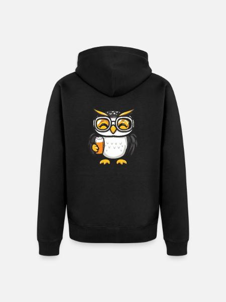 Eule Apres Ski Bier - Unisex Premium Bio Zip Hoodie - Schwarz