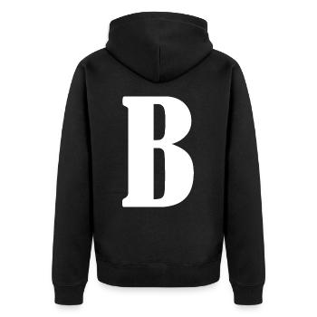 B - Unisex Premium Organic Zip Hoodie - black - Back - Nico (187cm)